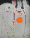 Ivo Friščić, Girl, collage, ink, charcoal and oil on canvas mounted on cardboard