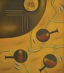 90-190-290-390 by Željko Kipke, 1993., oil and collage on canvas, offered Dec 2024