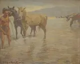 Joso Bužan, At the Sava, 1931., oil on plywood