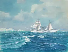 Pe mare by Dimitrie Știubei, 1985, guașă și acuarelă pe hârtie, sold Nov 2024