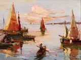 Rudolf Négely, Vele în lagună, 1945, ulei pe pânză