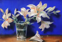 Crini Imperiali by Mişu Teişanu, pastel pe hârtie lipită pe carton, sold Nov 2024
