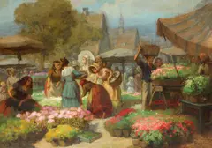 Imre Gergely, Piața de flori, ulei pe pânză