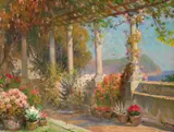Imre Gergely, Vedere din Amalfi, ulei pe pânză lipită pe carton