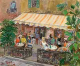 Ileana Rădulescu, La cafenea, 1968, ulei pe pânză