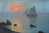 Dimitrie Florian, Apus pe mare, ulei pe carton