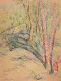 Sever Burada, Margine de pădure, 1965, creioane colorate pe hârtie