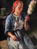 Ion Panteli Stanciu, Torcătoare, 1947, ulei pe carton