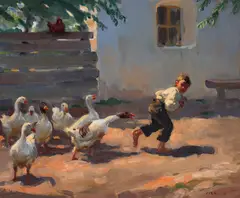 János Viski, Hoțul de ouă, ulei pe pânză