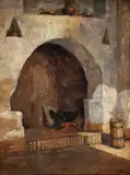 Gheorghe Chirovici, La vatră, 1919, ulei pe carton