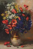 Petre Bărcănescu, Ulcior cu flori de câmp, ulei pe carton
