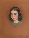 Alexandru Moscu, Portret de fetiță, 1924, cărbune și creioane colorate pe hârtie