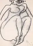 Constantin Piliuță, Nud, 1997, cărbune pe hârtie