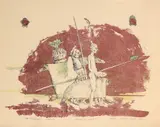 Ștefan Câlția, Oameni cu suliți, 1985, cromolitografie