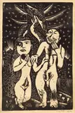 Ștefan Constantinescu, Adam şi Eva, 1927, xilogravură