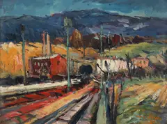 Dem Iordache, Valea Prahovei, 1966, ulei pe carton