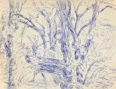 În parc by Sever Burada, pix pe hârtie, offered Nov 2024