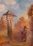 Samuel Bogdanovici, La troiță, ulei pe carton