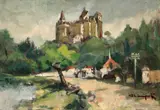 Stelian Popescu Ghimpați, Castelul Bran, ulei pe pânză lipită pe carton