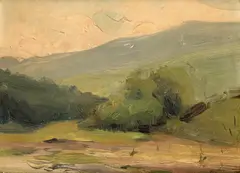 Aurel Băeșu, Dealurile Moldovei, 1916, ulei pe carton