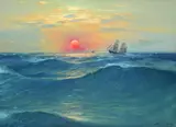 Dimitrie Florian, Apus pe mare, ulei pe carton