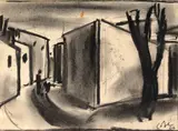Corneliu Baba, Citadină, 1967, cărbune și acuarelă pe hârtie