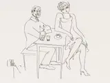 Constantin Piliuță, Introspecție (Autoportret), 1993, tuș pe hârtie