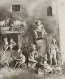 Georges Mazilu, Étude pour Le Tour de Babel, creion și laviu pe hârtie