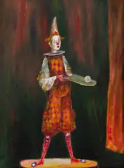 Ștefan Câlția, Clovn, 1997, ulei pe pânză