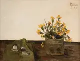 Sorin Ilfoveanu, Natură statică cu narcise, 1986, ulei pe pânză