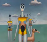 Mihai Rusu, Figuri ciclopice, 1984, ulei pe pânză