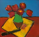 Ion Pacea, Lalele, 1990, ulei pe carton