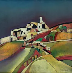 Harry Guttman, Peisaj cubist, ulei pe pânză