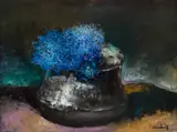 Marian Condruz, Albăstrele, 1952, ulei pe carton