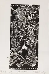 Neudorf (Autoportret) by Sorin Tara, 2000, linogravură, sold Nov 2024