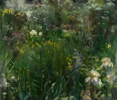 Vadim Crețu, Grădină (Iriși albi), 2019, ulei pe pânză