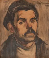 Constantin Baciu, Autoportret, cărbune și acuarelă pe carton