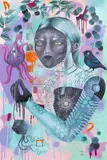 Romb, Android Lady of My Dreams, 2021, acrilic și spray paint pe hârtie