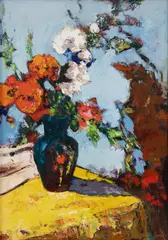 Maria Jardă, Gladiole, ulei pe pânză
