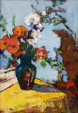 Maria Jardă, Gladiole, ulei pe pânză