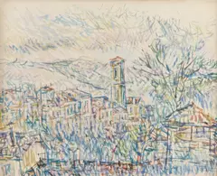 Mihu Vulcanescu, Peisaj italian (Florența), 1968, acuarelă pe hârtie
