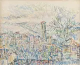 Mihu Vulcanescu, Peisaj italian (Florența), 1968, acuarelă pe hârtie