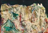 Craii de Curtea-Veche by Tia Peltz, ulei, acuarelă și tuș pe hârtie, sold Nov 2024
