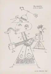 Victor Brauner, Valea paradisului, 1949, tuș pe hârtie cu filigran