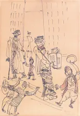 Flașnetarul by Marcel Janco, anii '30, tuș și creioane colorate pe hârtie, sold Nov 2024