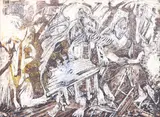 Tia Peltz, Amintiri, 1989, acuarelă, tuș și zgrafiere pe hârtie