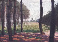 Arthur Segal, Plimbare prin Grunewald, 1892, ulei pe pânză lipită pe carton