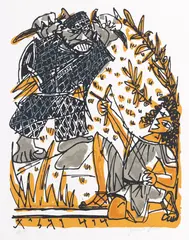 David și Goliat by Marcel Janco, cromolitografie, offered Nov 2024