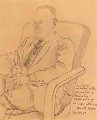 Arnold Daghani, Portretul colecționarului Mișu Weinberg, 1954, creion pe hârtie