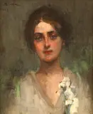 George Demetrescu-Mirea, Lysa cu narcise (soția arhitectului Paul Smărăndescu), 1915, ulei pe pânză